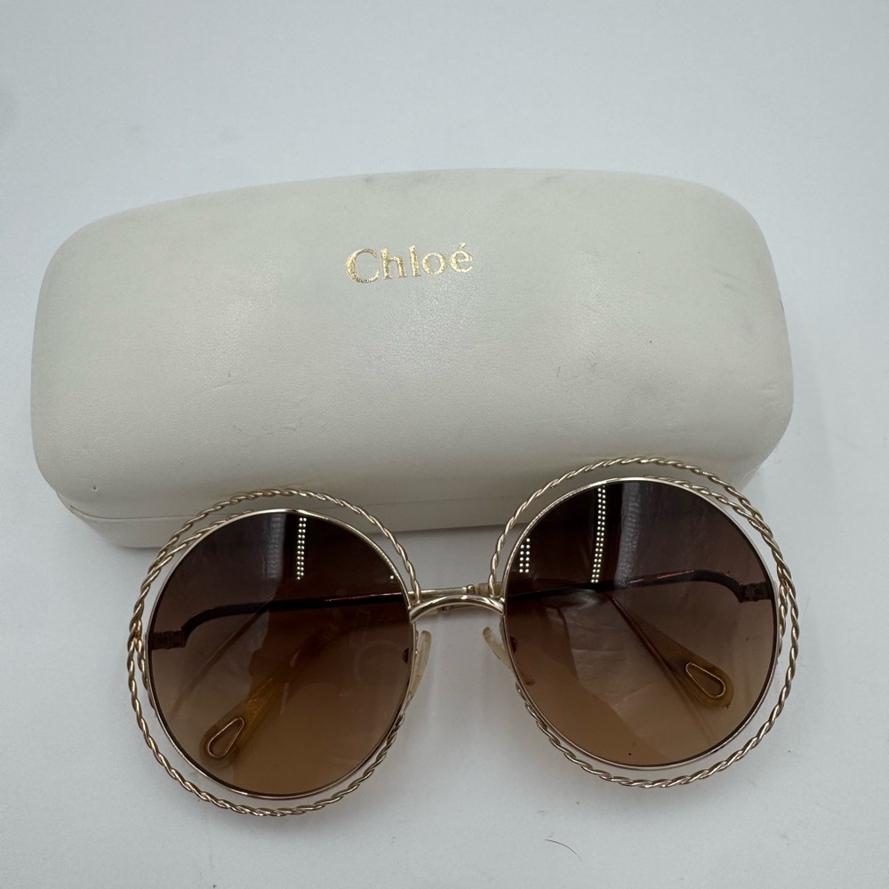 Chloe Braided Gold Sunglasses with Gradient Brown Lenses - Picture 5 of 9